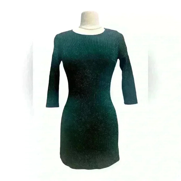 Trixxi Clothing Company sparkly hunter green mini dress - Picture 2 of 5